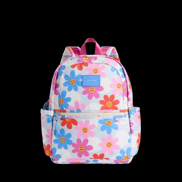 NEW NWT STATE BAGS RECYCLED POLYCANVAS KANE DAISIES KIDS TRAVEL DOUBLE POCKET - Picture 1 of 2